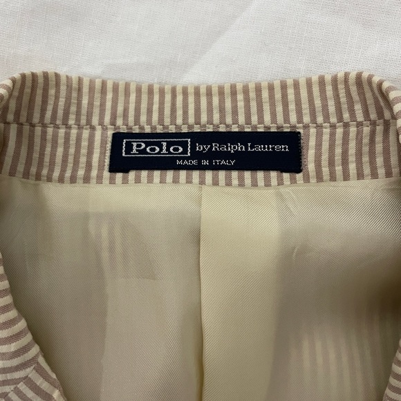 Vintage POLO by Ralph Lauren Tan Seersucker 2-Pc Suit Size 38R. Made in Italy. - Picture 7 of 14